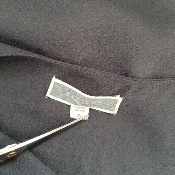 PLEIONE | Split Neck Light High-Low Hem Flowy Blouse Top Gray Sz M Flawed - Picture 10 of 11